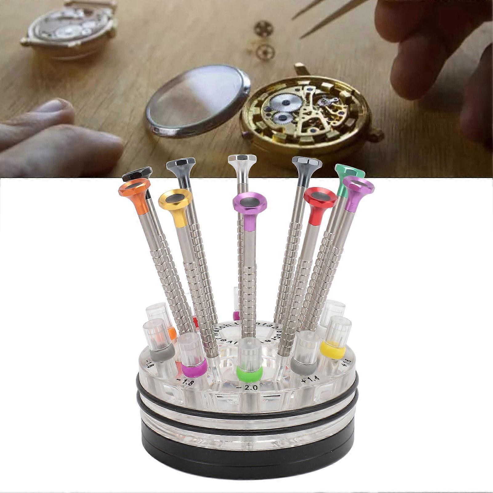 10pcs Stainless Steel Watchmaker Screwdrivers Set with 20 Tips