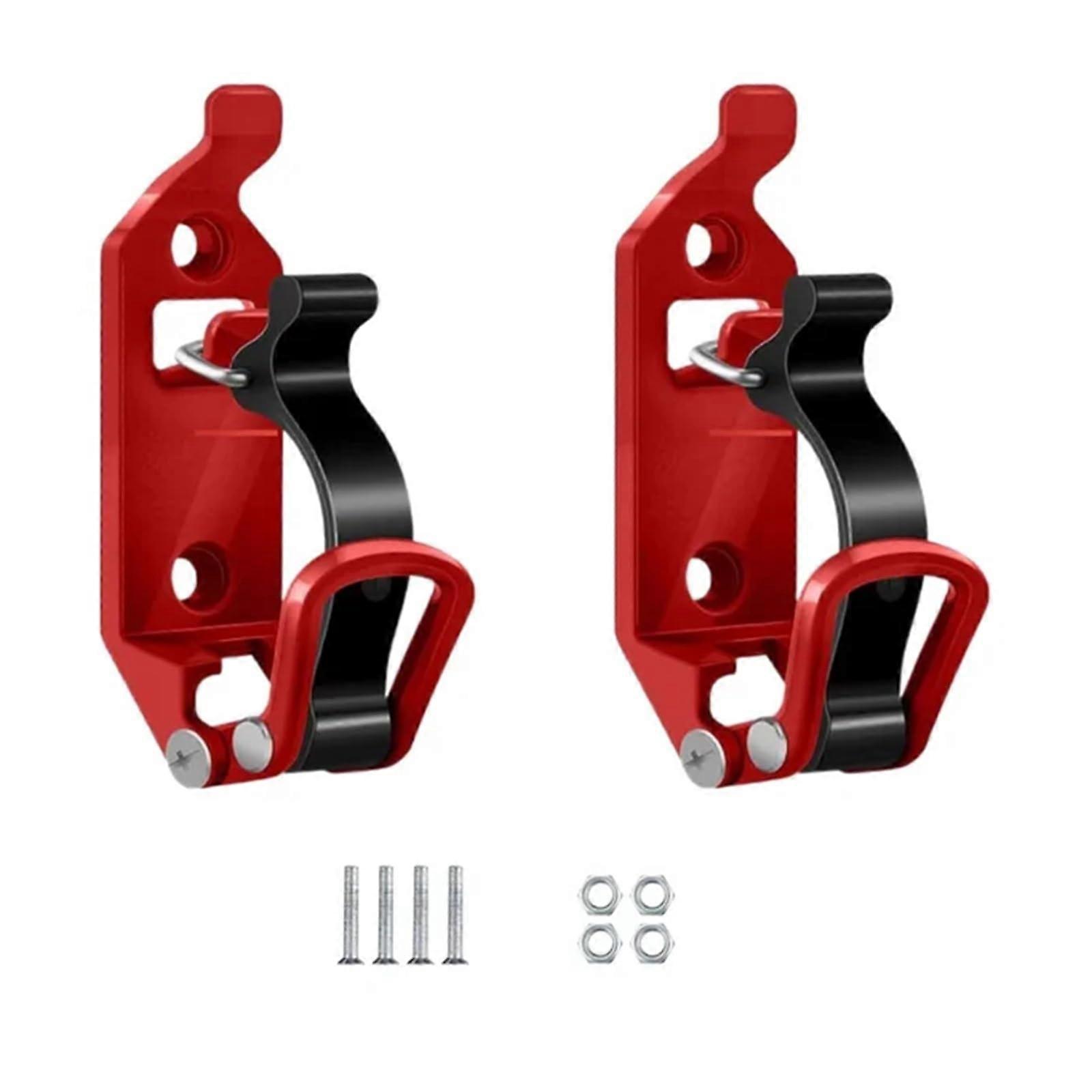 2pcs Metal Rubber Clamp Wall Mounting Kit for Shovel Holder Compatible with Roof Rack, Quick Release Design, Red