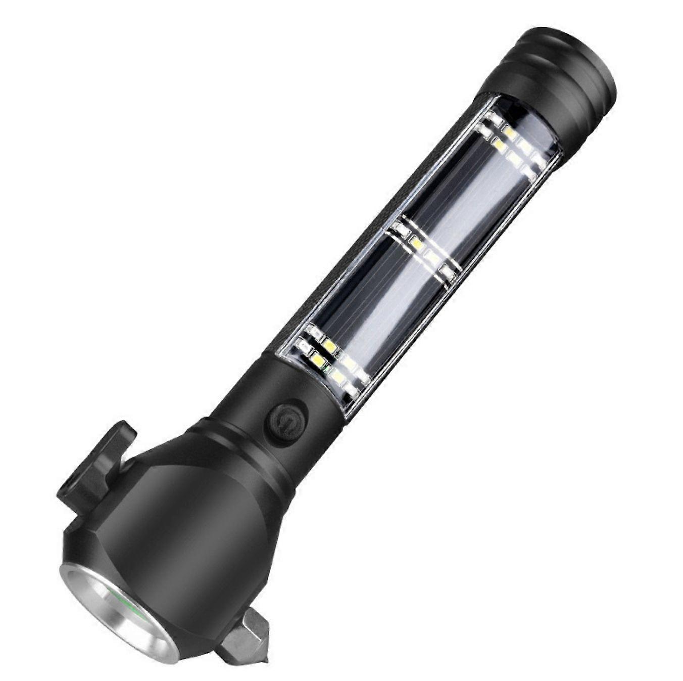 Multi Function LED Torch Battery Powered,USB Rechargeable Solar Powered Hand Flashlight(Black)
