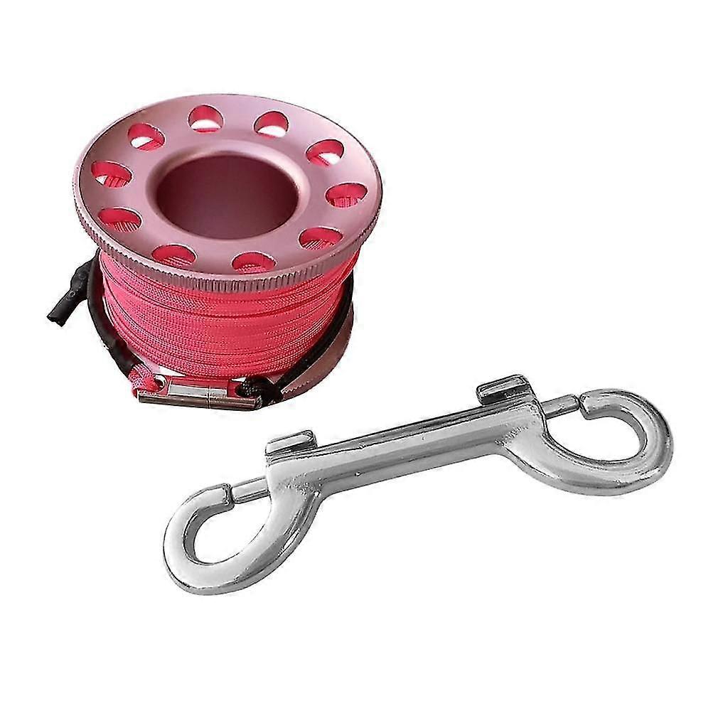 Scuba Diving Finger Reel Guide Spool 15m Line Dual Ended Bolt Snap Black