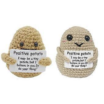 2 Pz Patata Positiva Mini Bambole Di Patate Lavorate A Maglia con Positive Affermazioni Carte, Fatti A Mano Lana Peluche Giocattoli