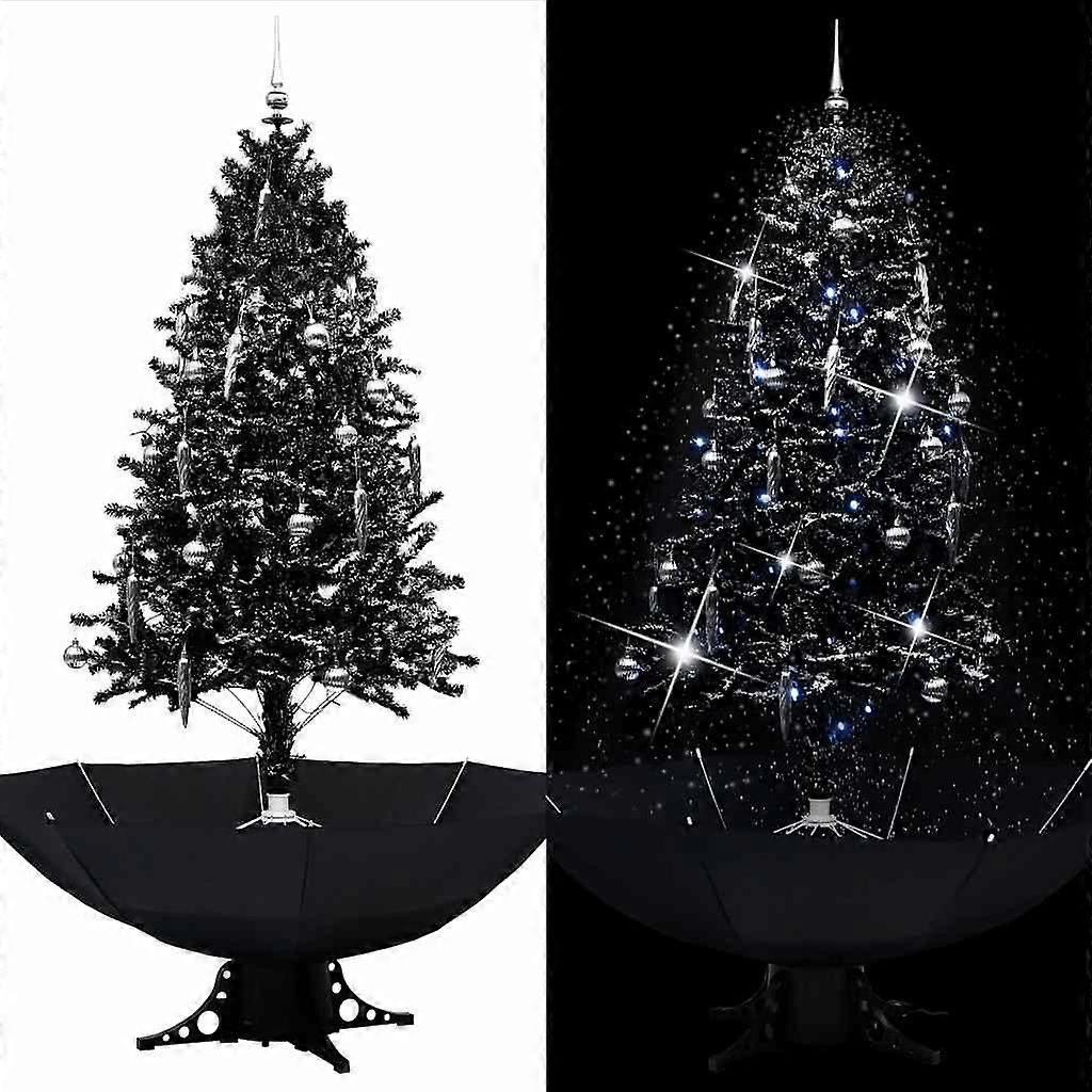 Snowing Christmas tree with umbrella base, black, 190 cm, PVC