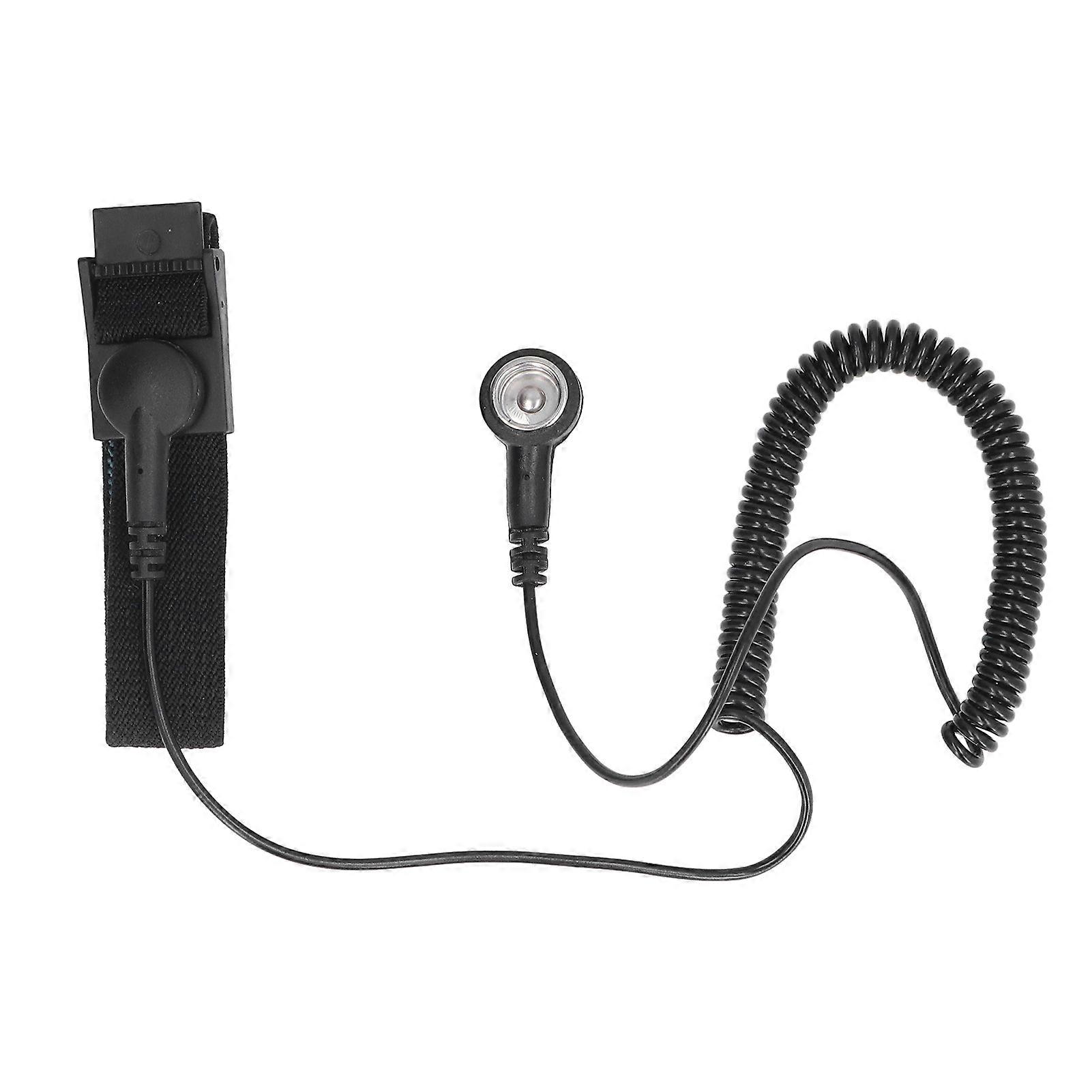 Reusable Anti-Static Wrist Strap with Ground Wire and Long Black Stretch Cord