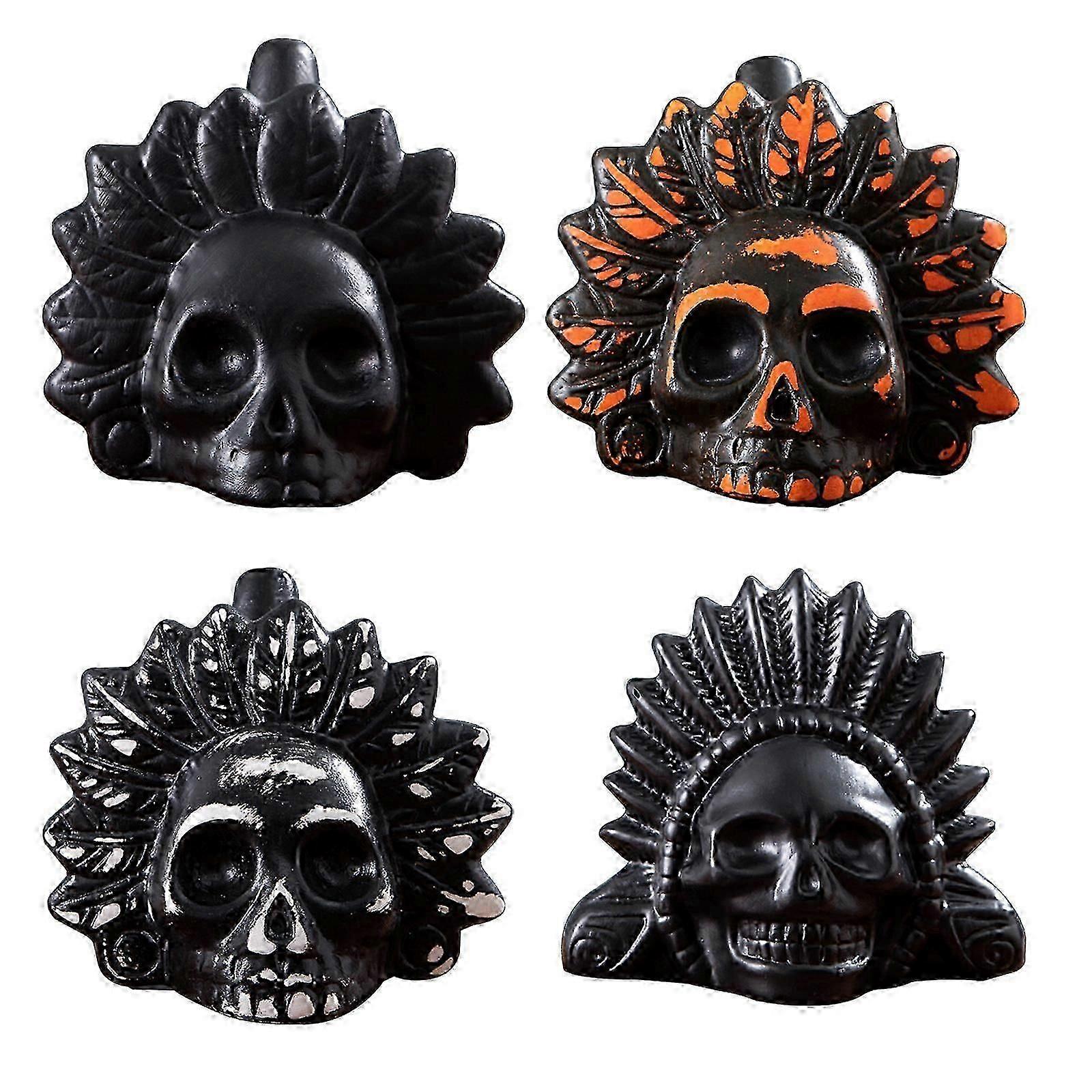 Authentic Aztec Death Whistle Replica Handcrafted Musical Instrument Producing Human Sounding Screams with Display Stand