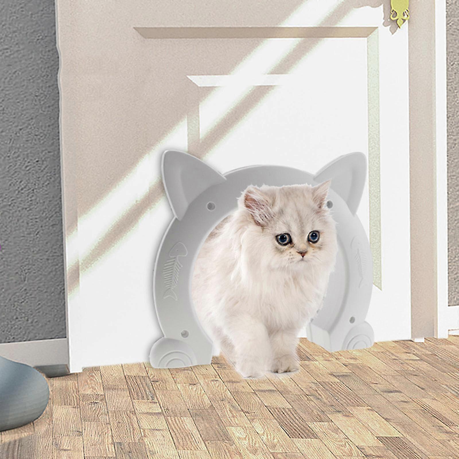White Cat Door Hole with 2-Way Passage for Indoor Use, Cats and Small Pets 2025