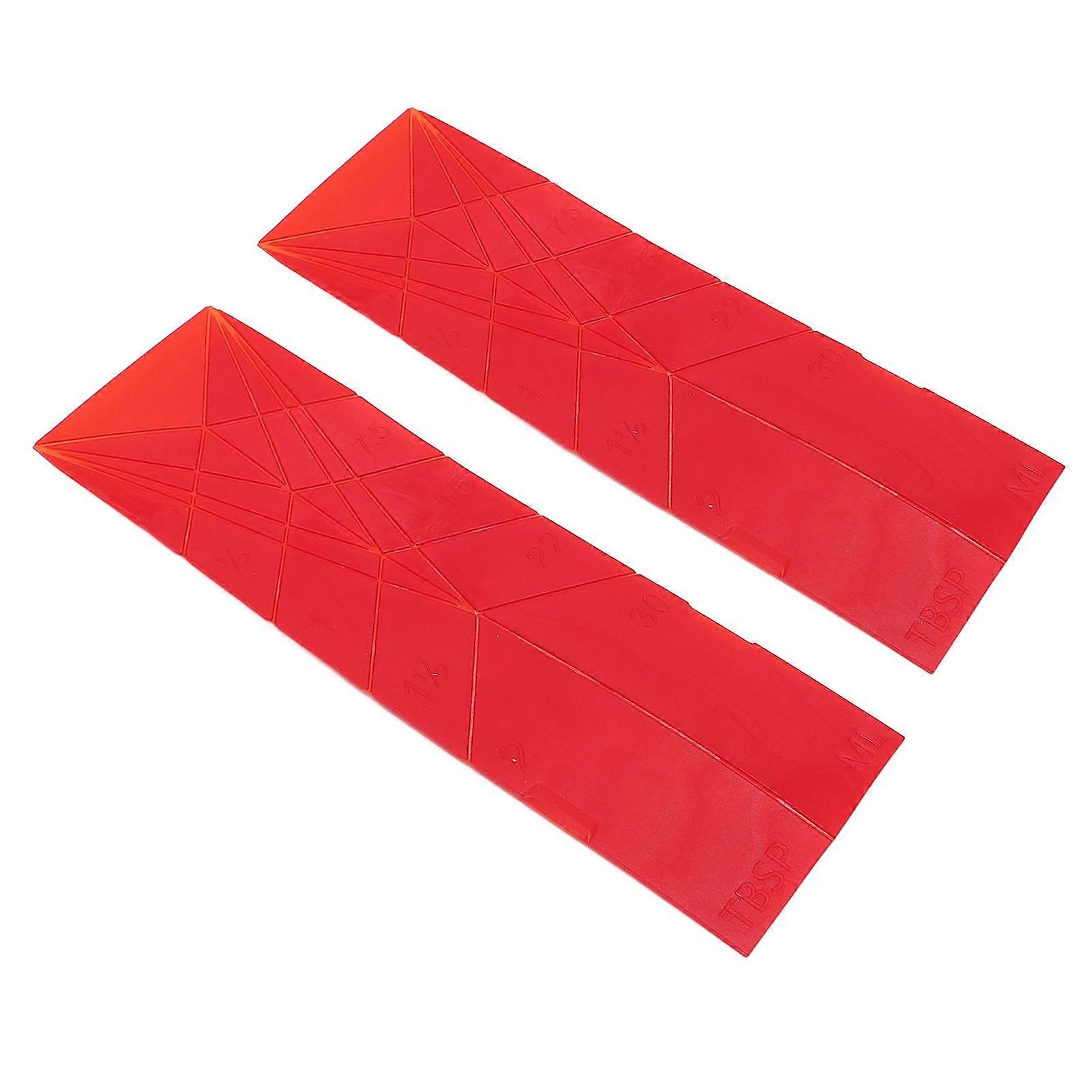 2PCS 3-in-1 Flat Measuring Spoons Multifunctional Red PP Tool