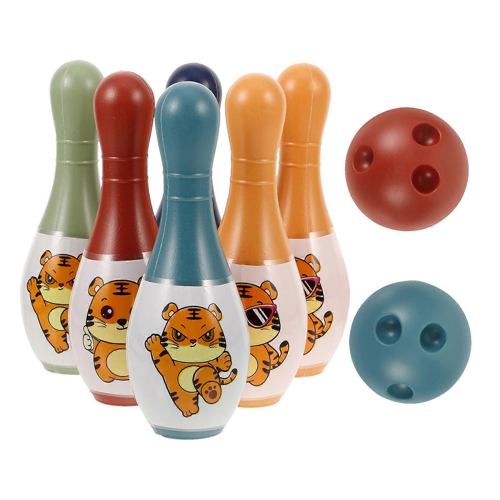 Bowling Toys for Kids Indoor Bowling Set Plastic Assorted Color Promoting Motor Skill Development 1 Set