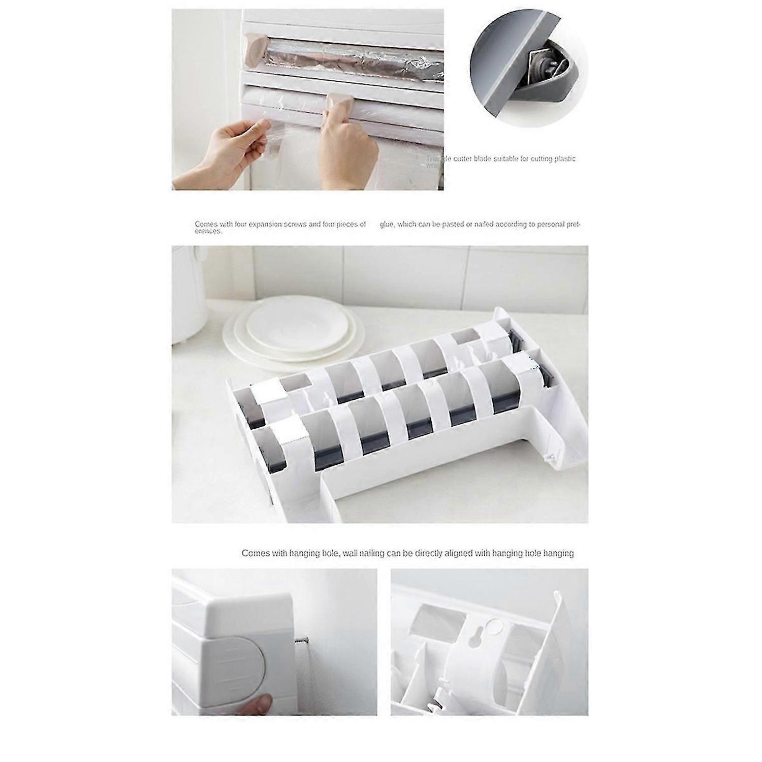 Plastic Wrap Paper Storage Rack Wall-Mounted Roll Rack Khaki