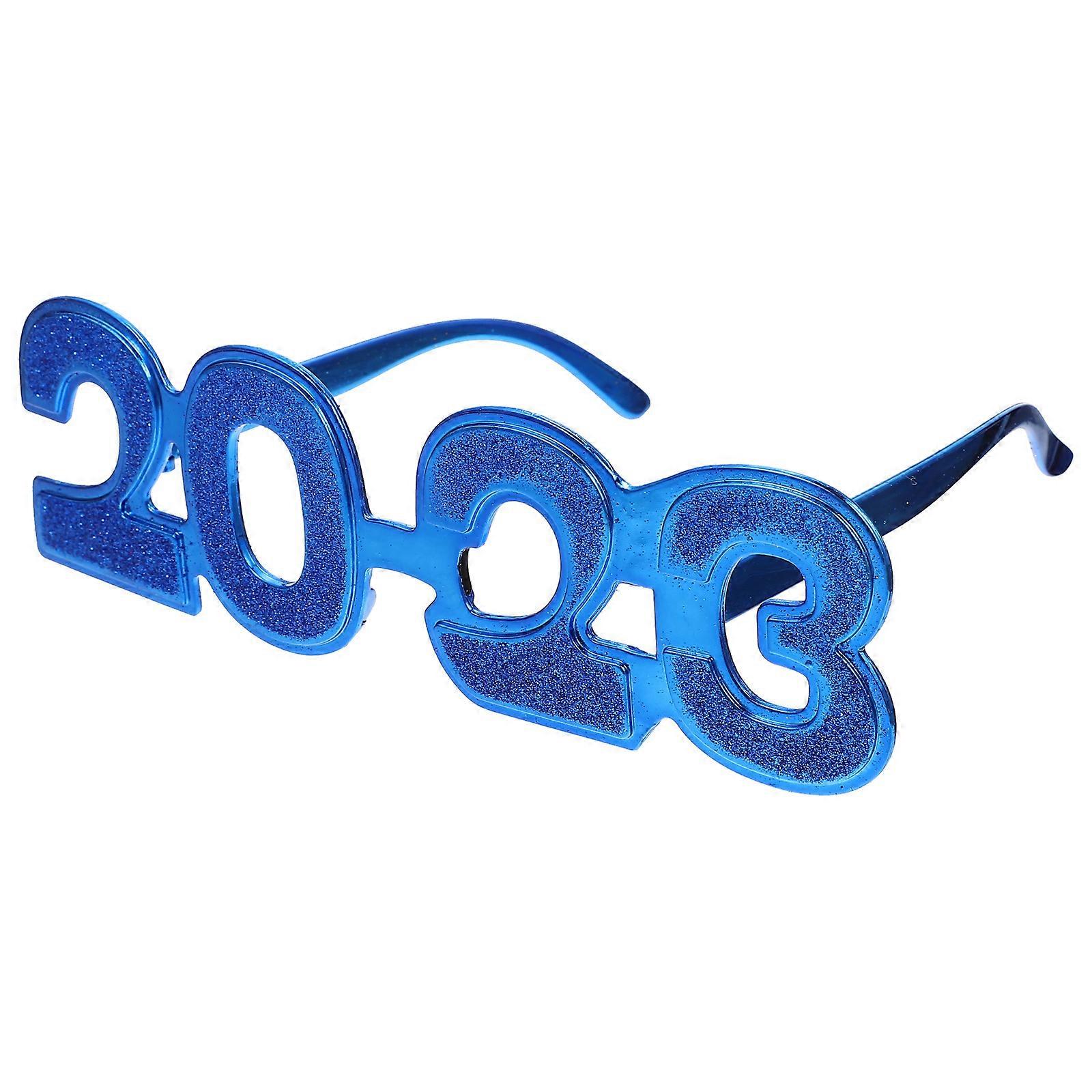 New Year Glasses Numbers Design Glasses for Party Use 1Pair Blue Pc Material