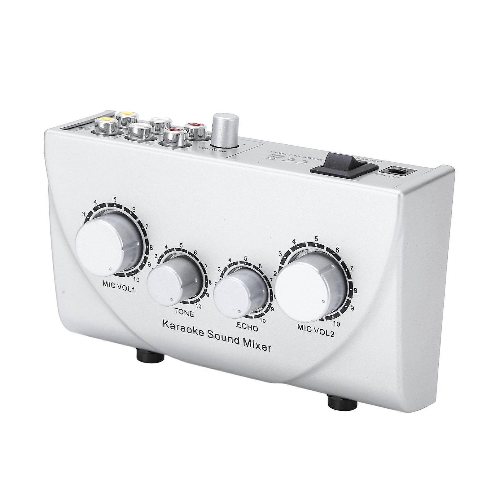 Karaoke Mixer with Dual Mic Input & Cable Metal Sound Mixer Stage