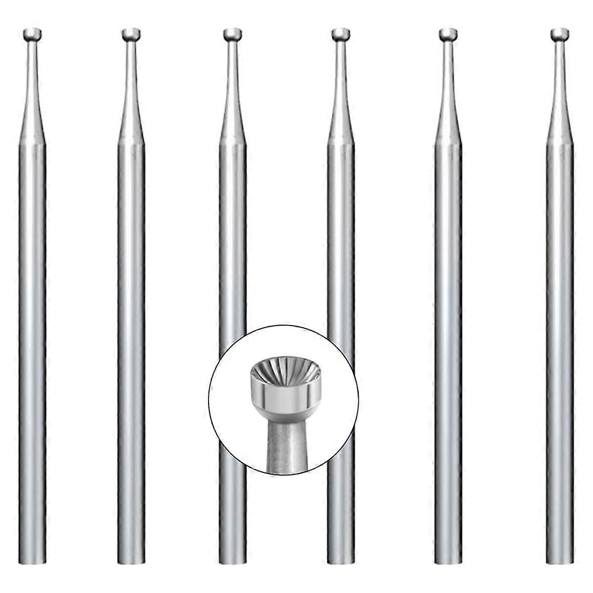 6 Pcs 1.6mm Round Cup Burr - 3/32inch Shank Wire Rounder Bits
