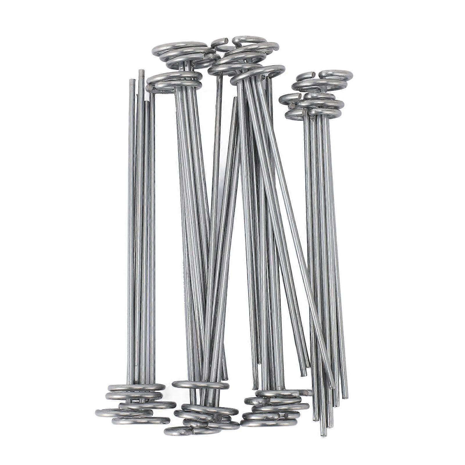 30pcs Circle Top Landscape Pins Galvanized Steel Landscape Fabric Stakes G Shape Landscape Pins for Bird Netting Tents 152mm / 6.0in