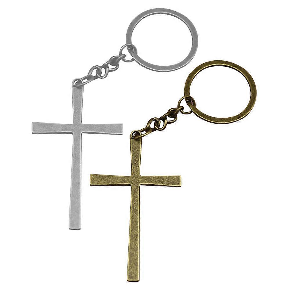 6Pcs Metal Cross Pendant Keychains for Decorative Key Chains for Bags