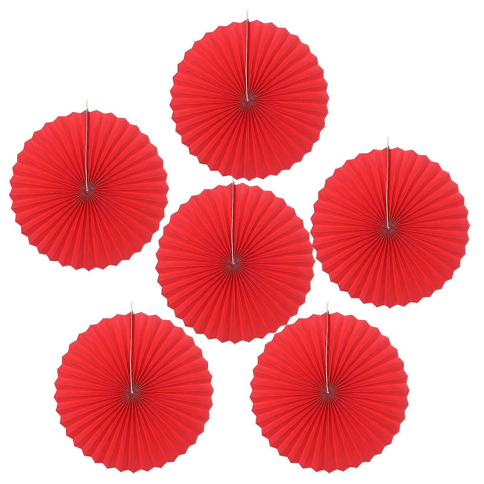Paper Flowers Fan for Celebration Use 18Pcs Red Tissue Paper Fans