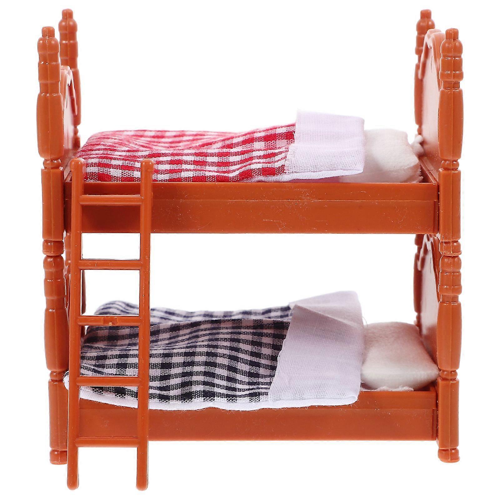 1pc Creative Mini Double Beds Durable Mini Bunk Beds Practical Simulation Bed