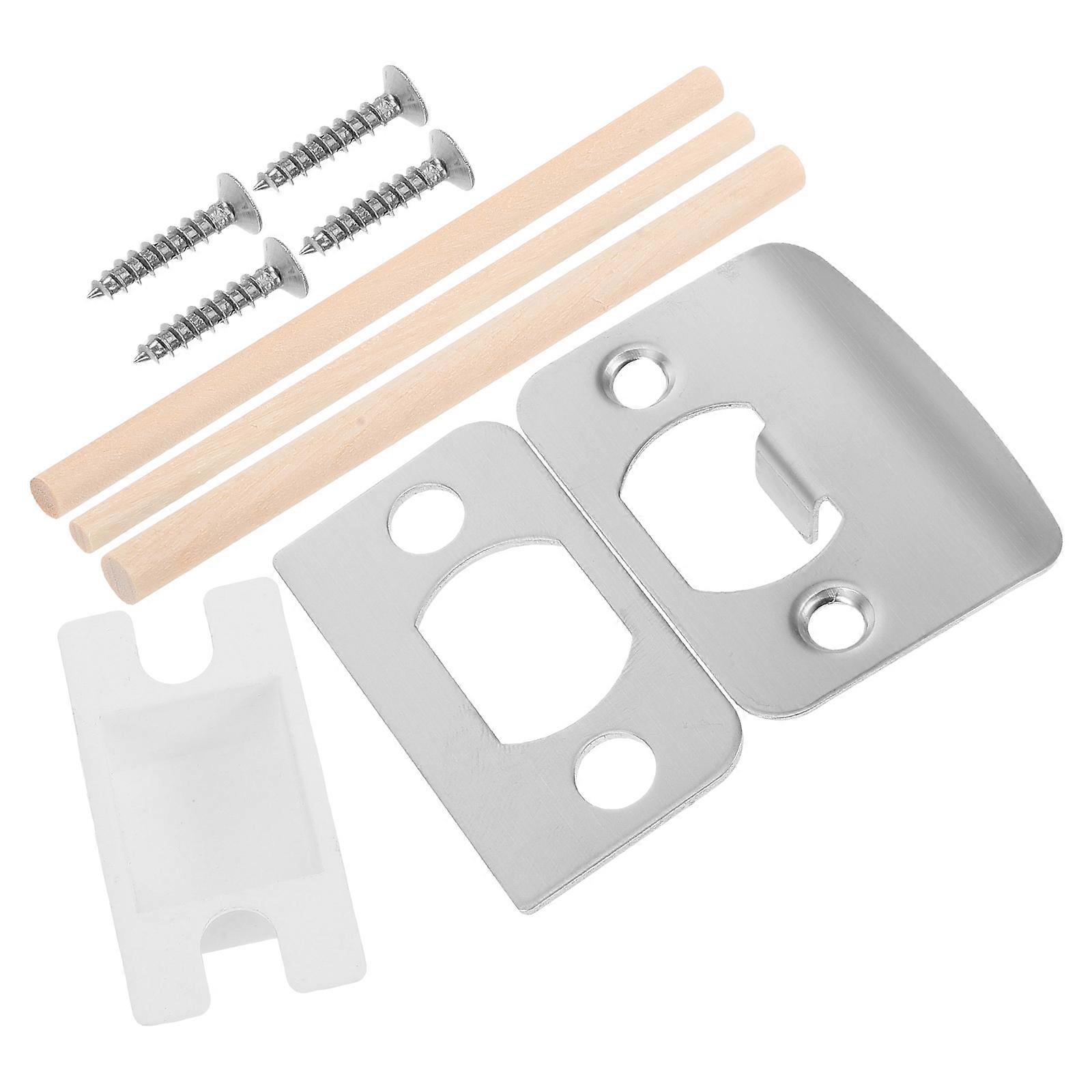 Door Latch Plate Metal Strike Plates for Door Function 3Sets Silver