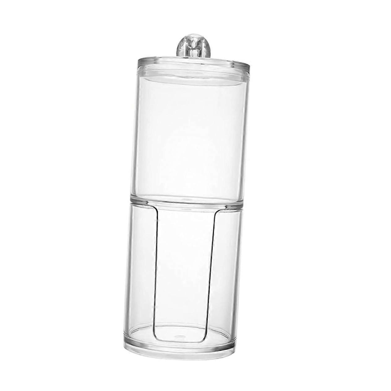 Cotton Pads Storage Jar With Lid - Stackable Cotton Buds Organizer, Clear Glass Container, Dust-Proof Design