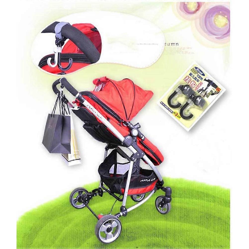 Baby Stroller Hanger Black 2Pcs Hook and Loop for Hanging Grocery on Stroller