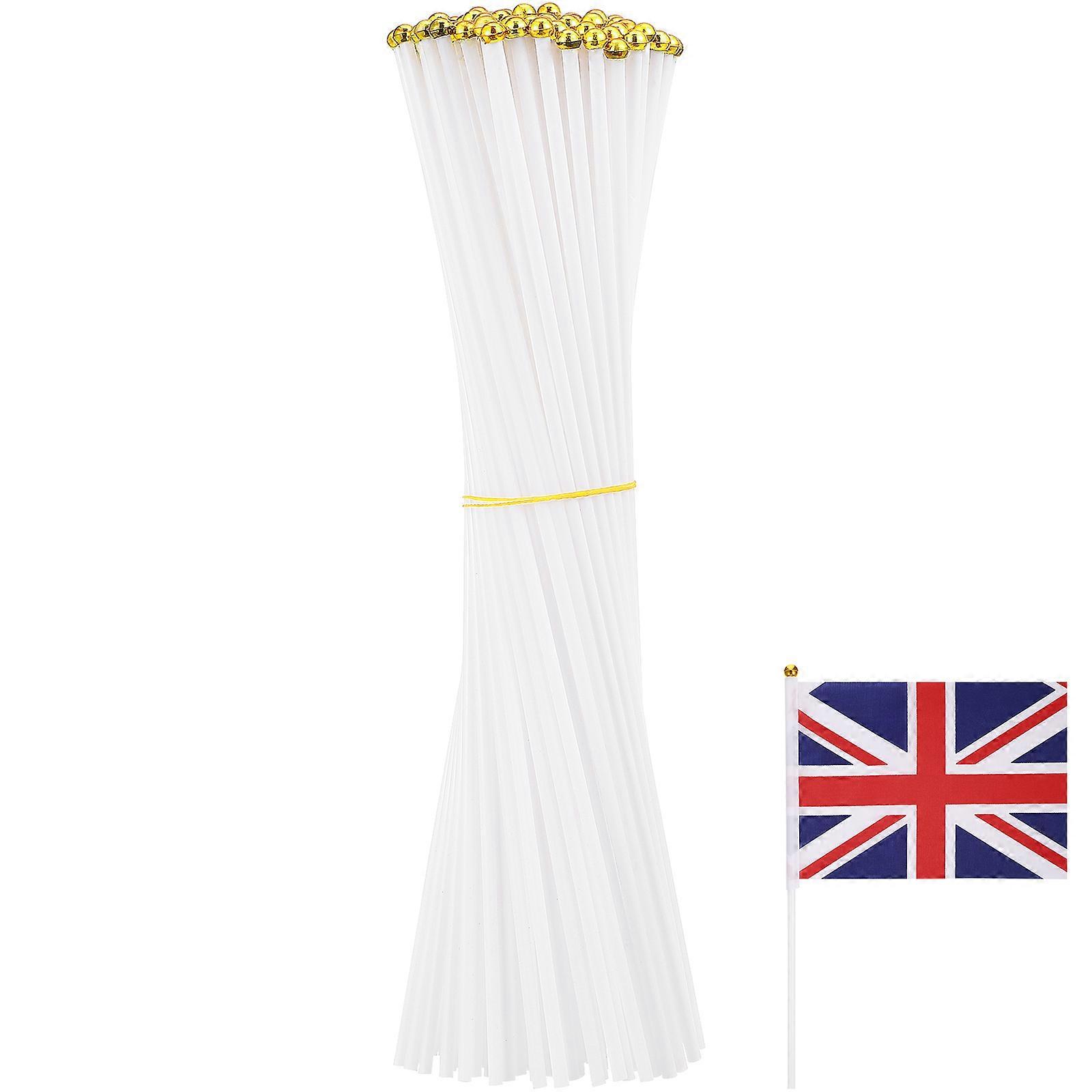 Plastic Flagpole Hand Held Flag Pole for DIY Use 200Pcs White