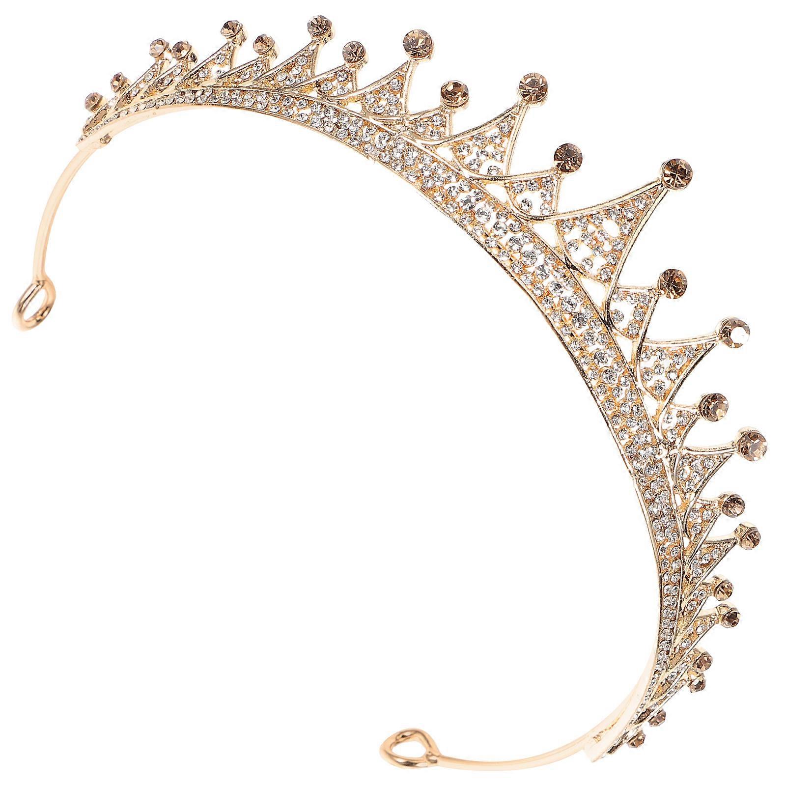 Luxury Crystal Headband Tiara For Bride Ideal For Formal Occasions Featuring Gold-plated Material In 5Pcs Set