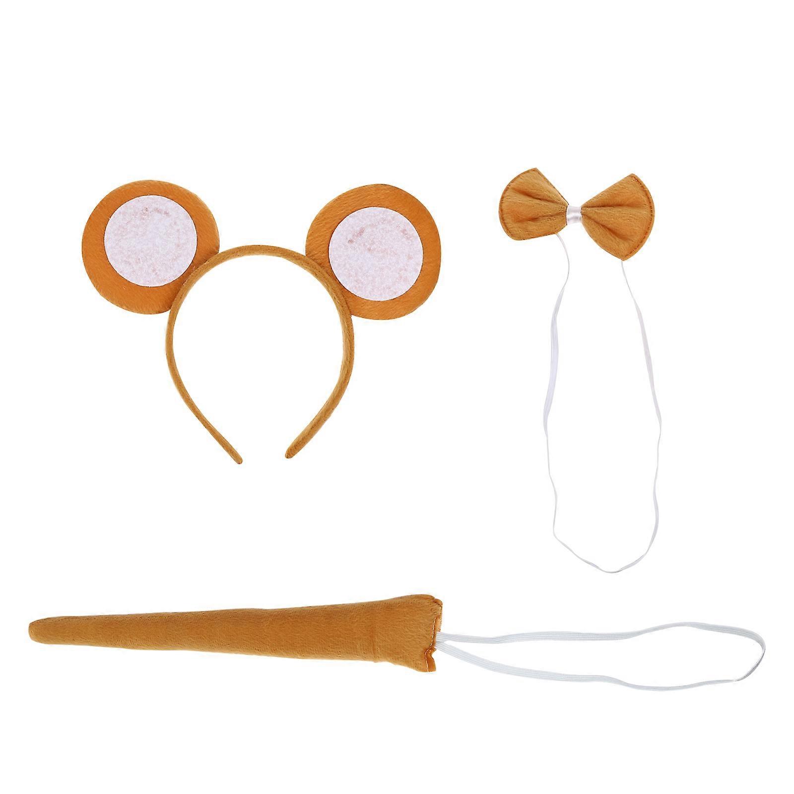 Monkey Headband Tail Tie 3Pcs Set for Halloween and Masquerade Parties