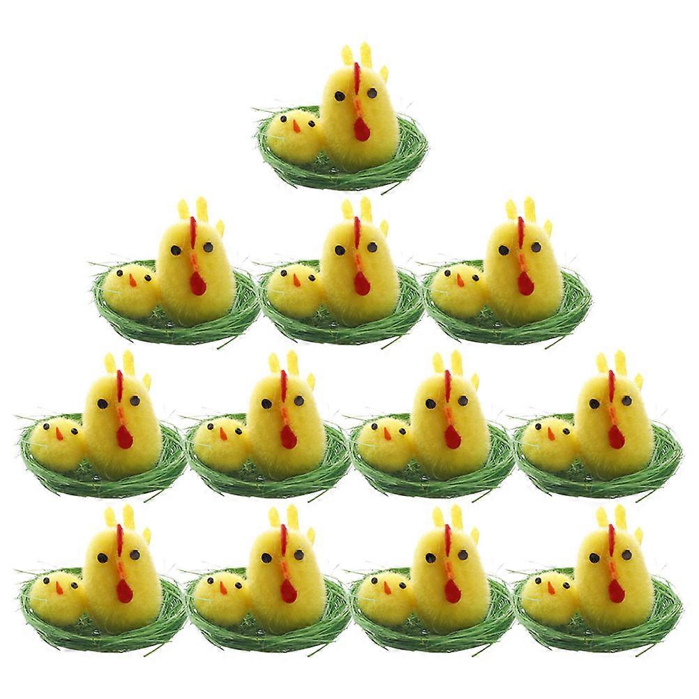 Cute Chick Figurine Easter Celebration Home Desktop Decor 5*5cm 12Pcs