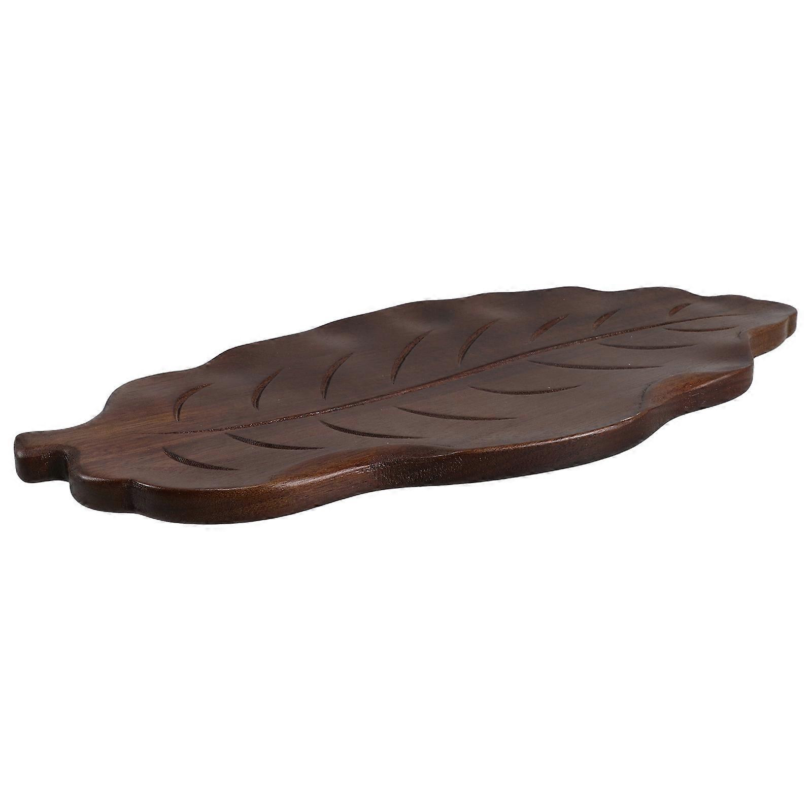 4Pcs Wooden Leaf Shape Tray for Coffee Table Serving and Kitchen Decor