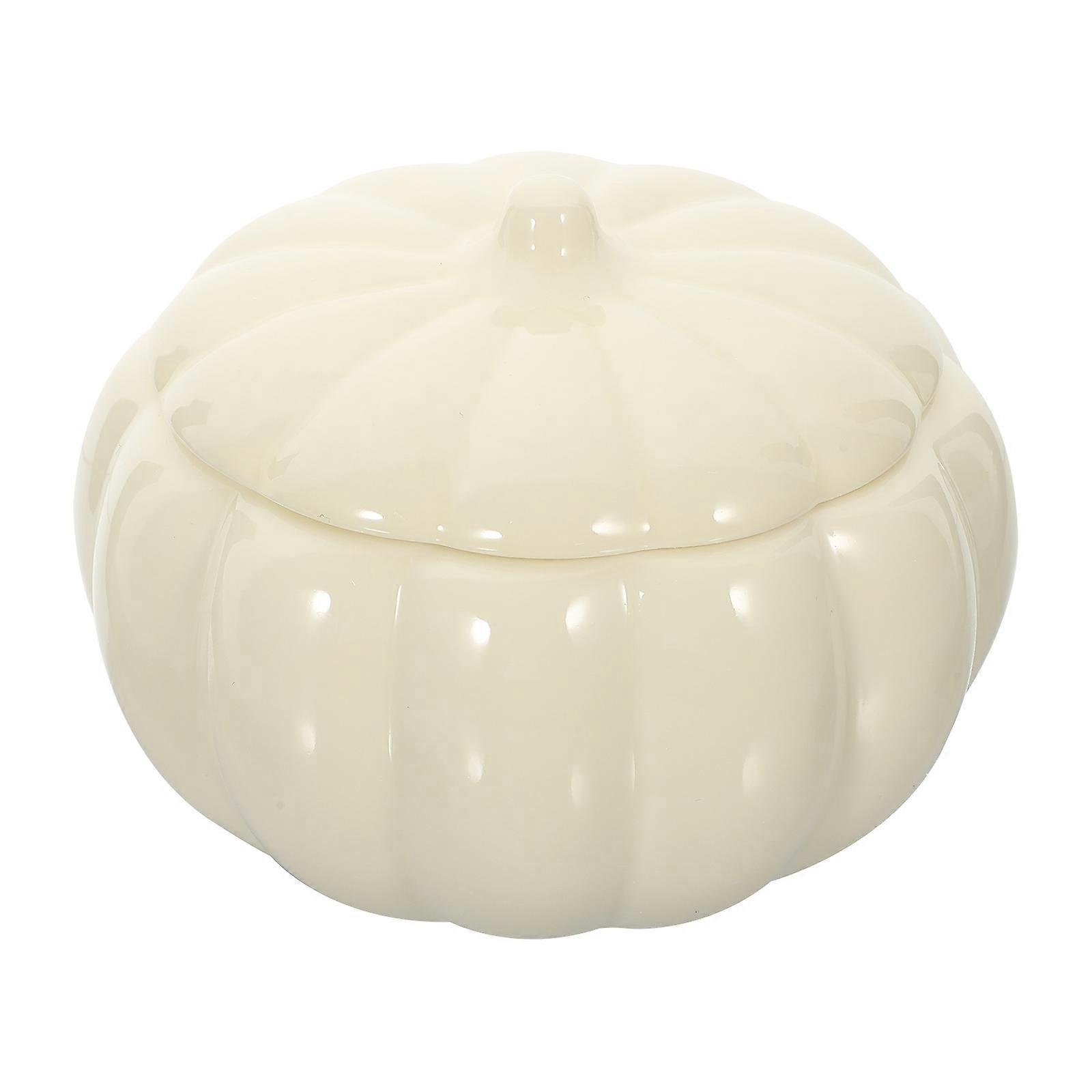 White Ceramic Pumpkin Shape Container for Storing 2Pcs Sugar Holder