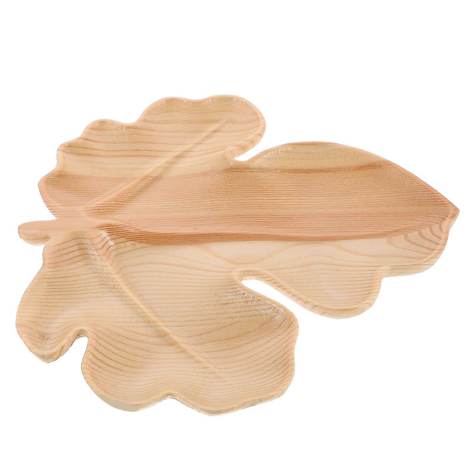 Minimalist Style Wooden Serving Tray 4Pcs Leaf Shape Snack Platter For Everyday Use Decorative Dish