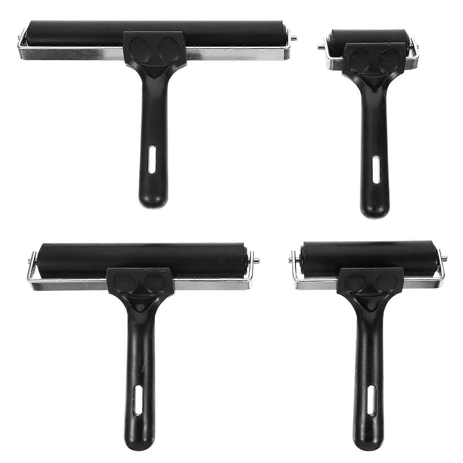 Black Rubber Roller for Stamping Painting 8Pcs Set