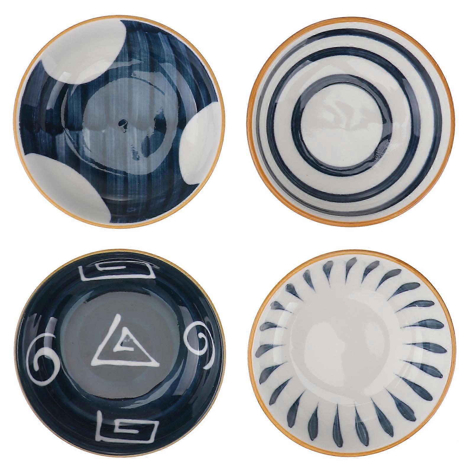 8Pcs Ceramic Snack Plate for Home Use Varied Color Seasoning Bowls