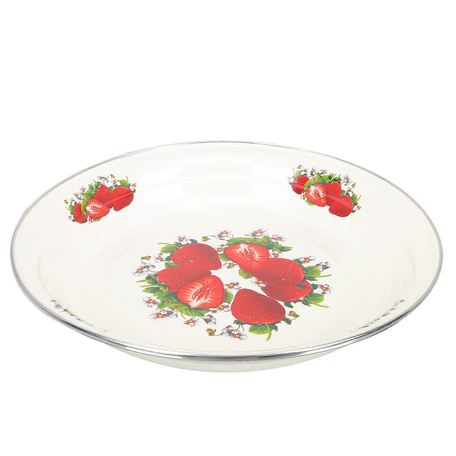 Dried Fruit Storage Holder Enamel Food Serving Tray for Party 3Pcs Red