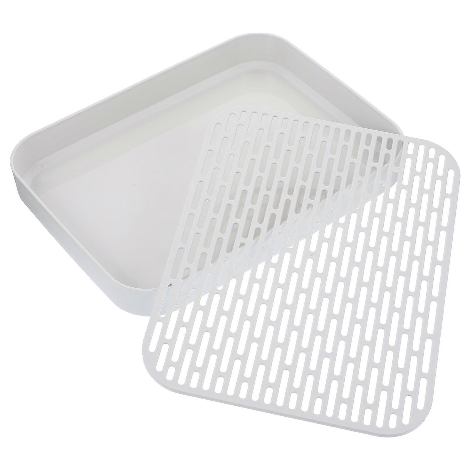Kitchen Drain Rack Drainable Rectangular Toiletries Plate 33X25CM for Home Decoration 1Set