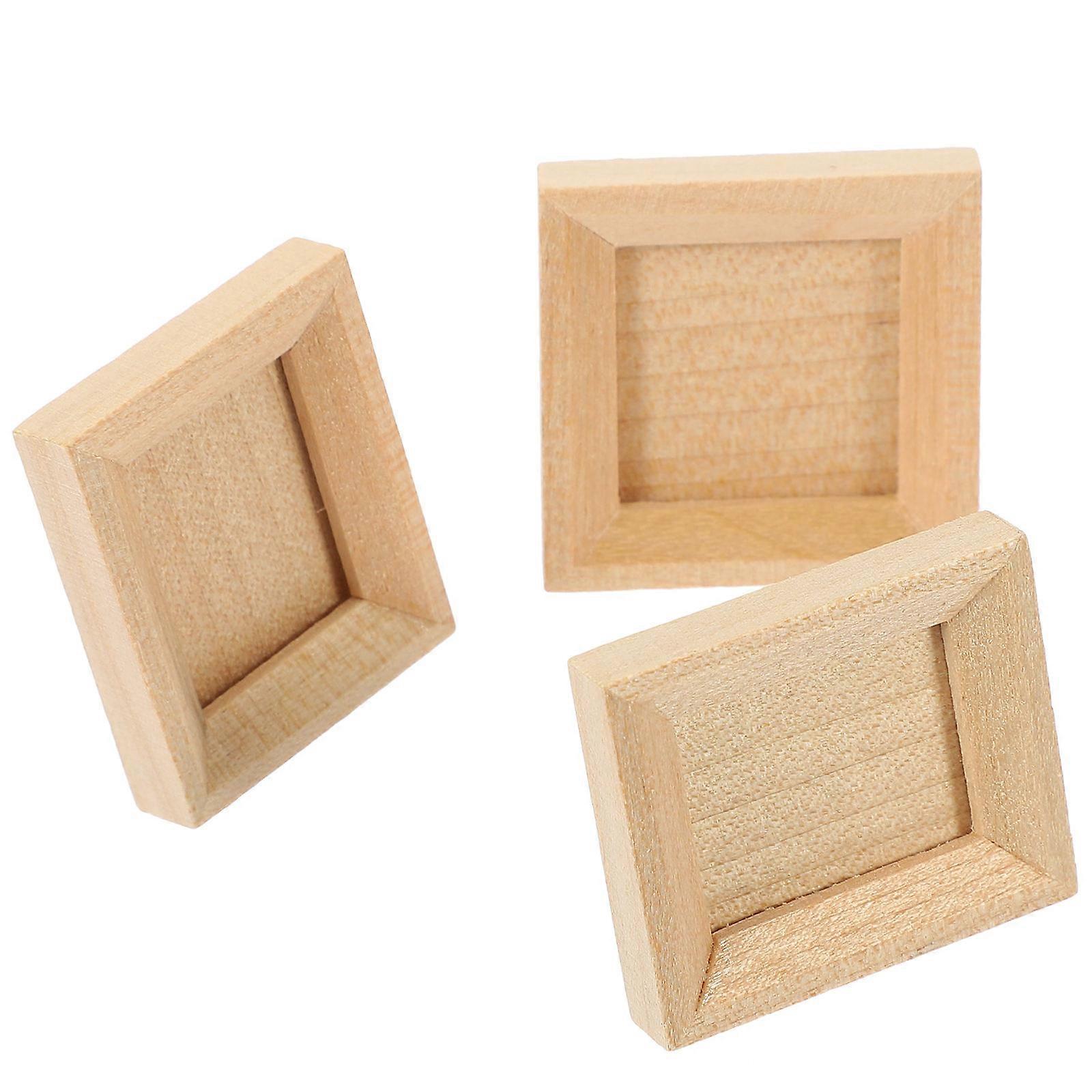 Mini Picture Frames Wood for Doll House Accessories 9Pcs Pack