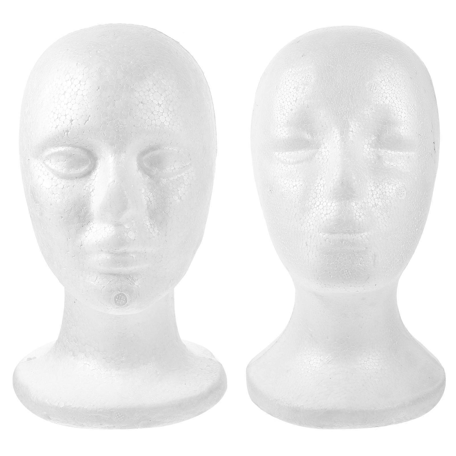 White Foam Mannequin Head for Hat Display 2Pcs Foam Head Mold