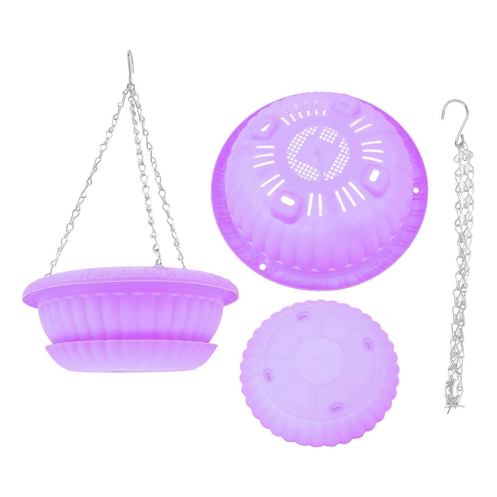 Hanging Flowerpot Plastic Flowerpot for Storage 4Sets Purple Planters