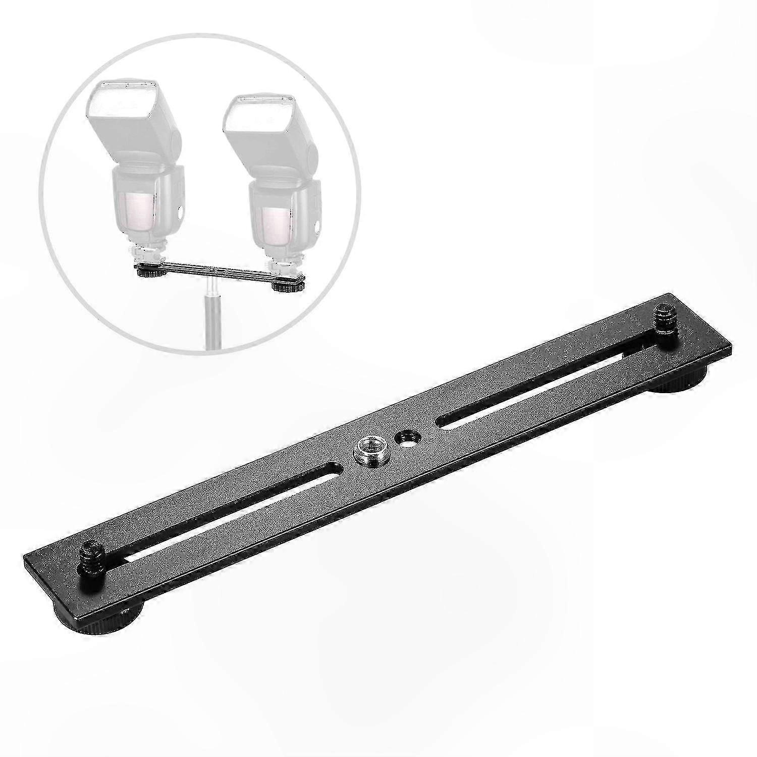 Dual Camera Mount Tripod Bracket with Extension Bar, 1/4 Inch Screw for DSLR, LED Light Stand, Microphone