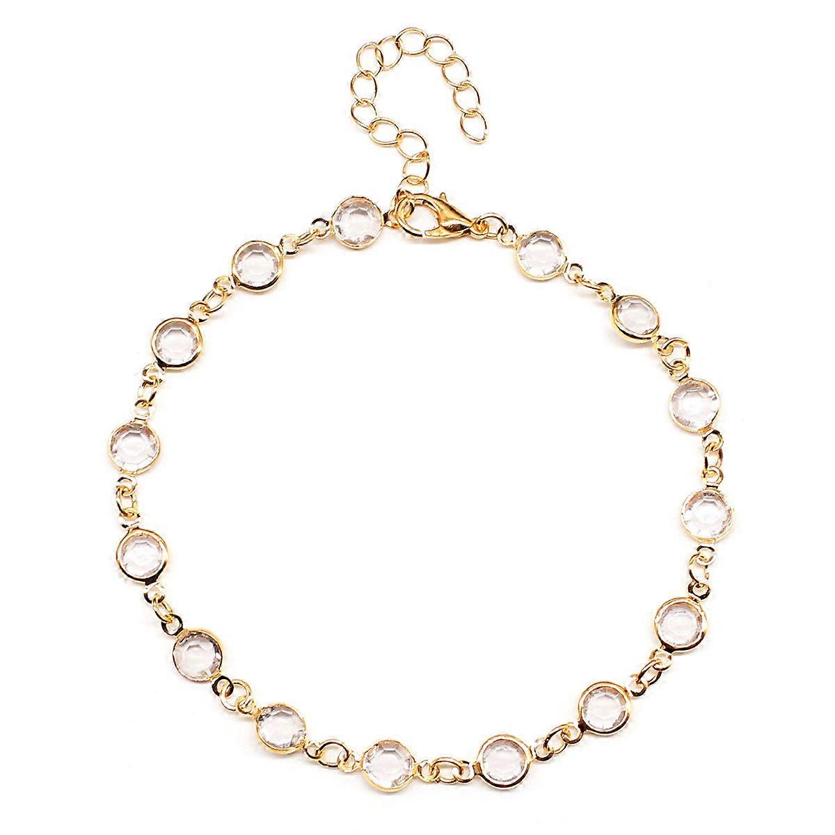 Anklet, Women's Double-Sided Transparent Rhinestone Simple Crystal Studded Beach Foot Jewelry