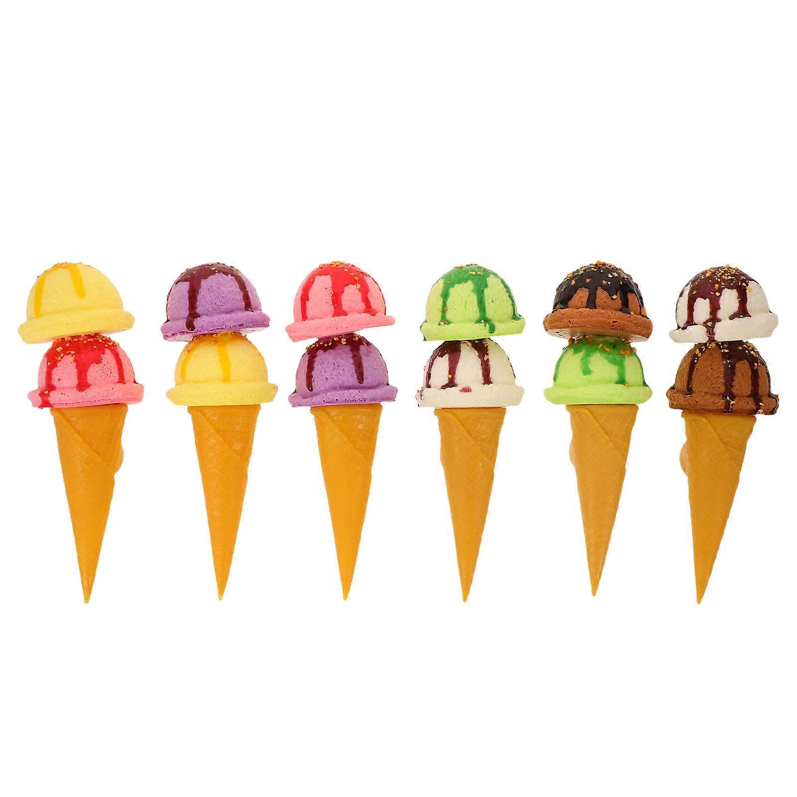 Realistic Artificial Ice Cream Cone Props for Photography with 12Pcs Set