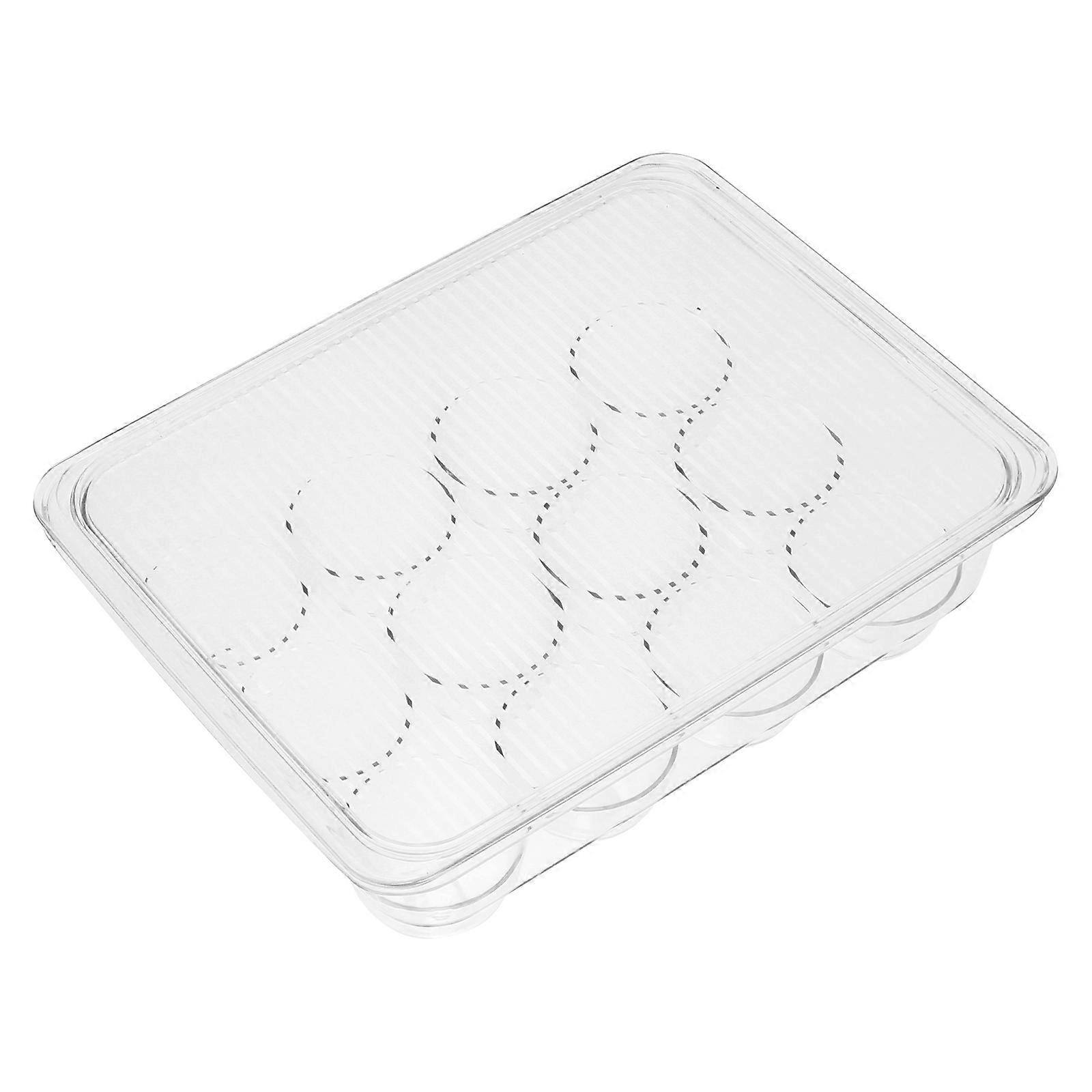 2Pcs Transparent Refrigerator Egg Organizer for Storage with Lid Container