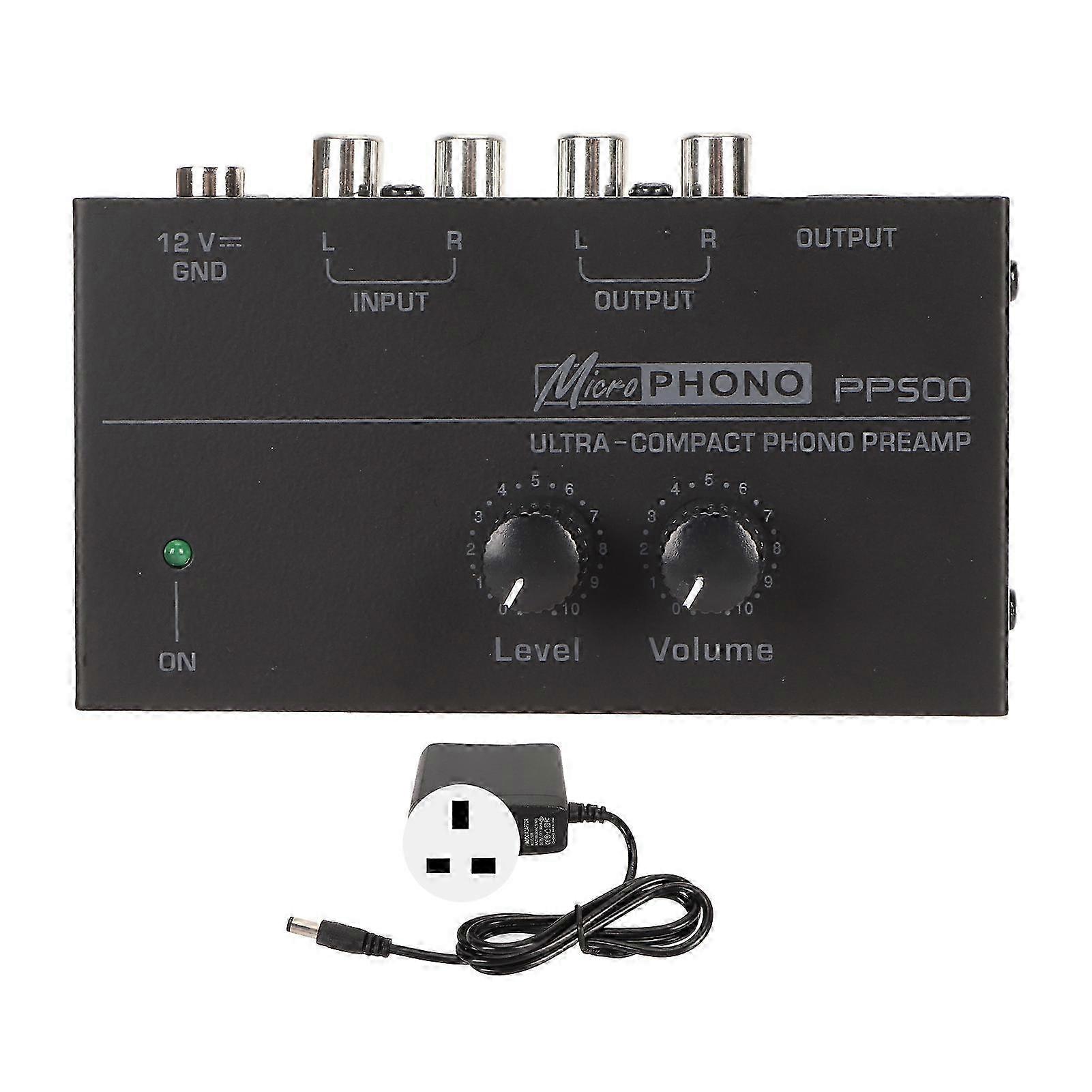 25-26 Phono Turntable Preamp Ultra Low Noise Independent Volume Control Phono Preamplifier for LP Record Player 100?240V UK Plug