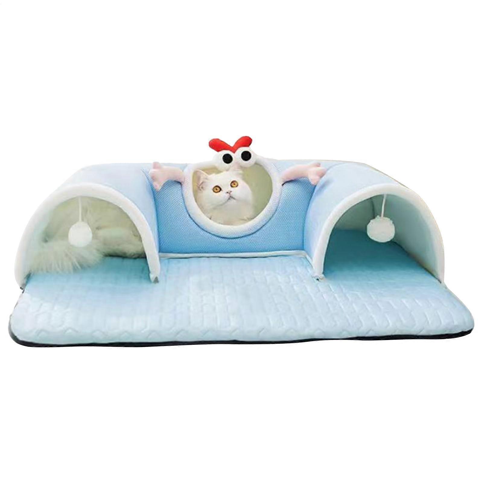 Tunnel for Cat Bed Large Play Tunnel With Soft Nest for Cats Kittens and Dogs YearRound Indoor Enrichment Blue