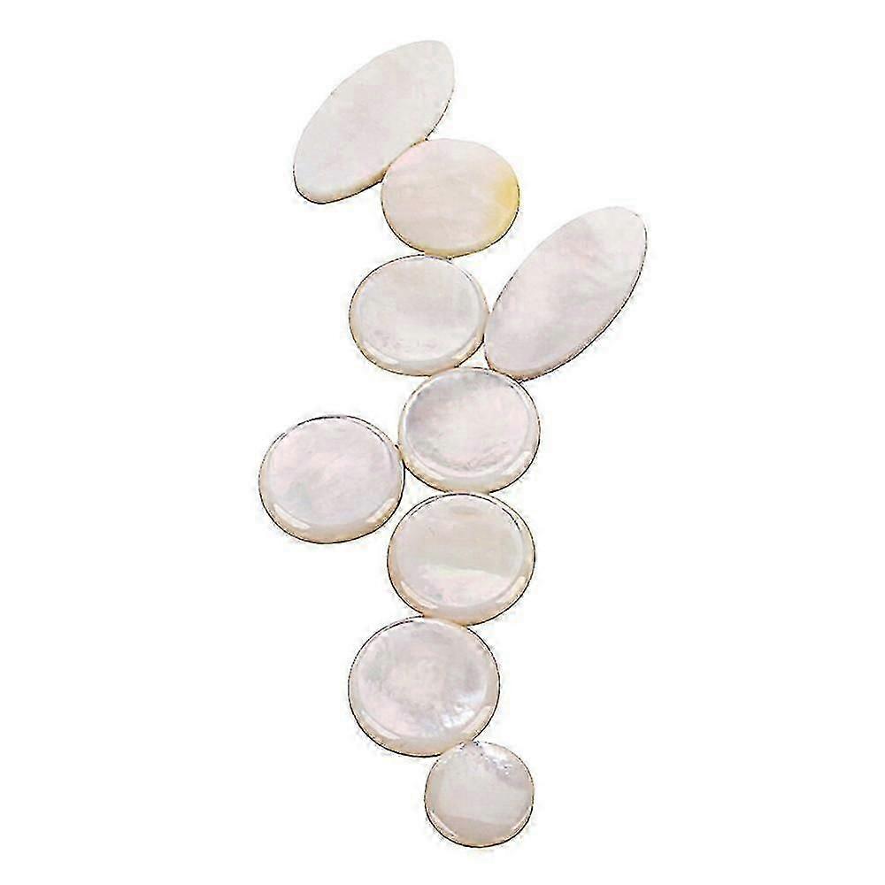 Set of 9 White Pearl Shell Saxophone Key Buttons for Alto, Tenor, and Soprano Sax