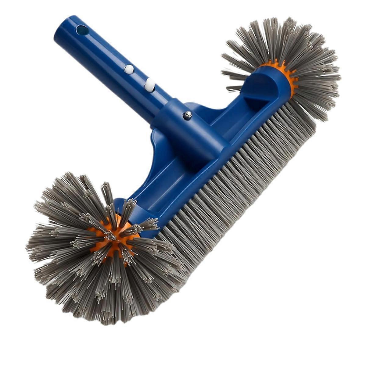 Pool Brush Head with Round Ends, 13Inch Pool Brush for Cleaning Pool Walls Pool Brush with EZ Clip Blue