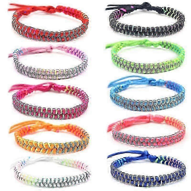 New 10pcs Handmade Colorful Nepal Woven Friendship Bracelets With A Sliding Knot Closure Unisex Adjustable Mix Colors Random
