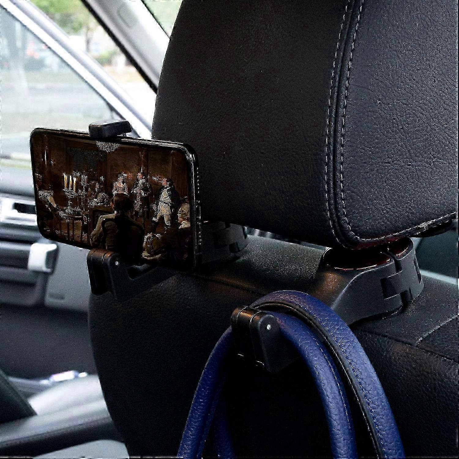 Car Headrest Hook Organizer for Wallets, Bags & Phones - 360° Swivel Hook, Lockable, 2-in-1 Multi-Function Car Accessory