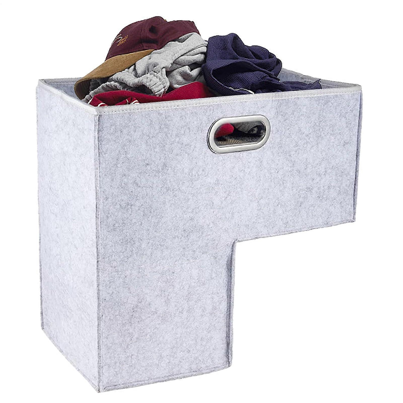 Stair Basket Foldable Stair Storage Organizer Felt Step Container Gray SpaceSaving Home Organization Bin
