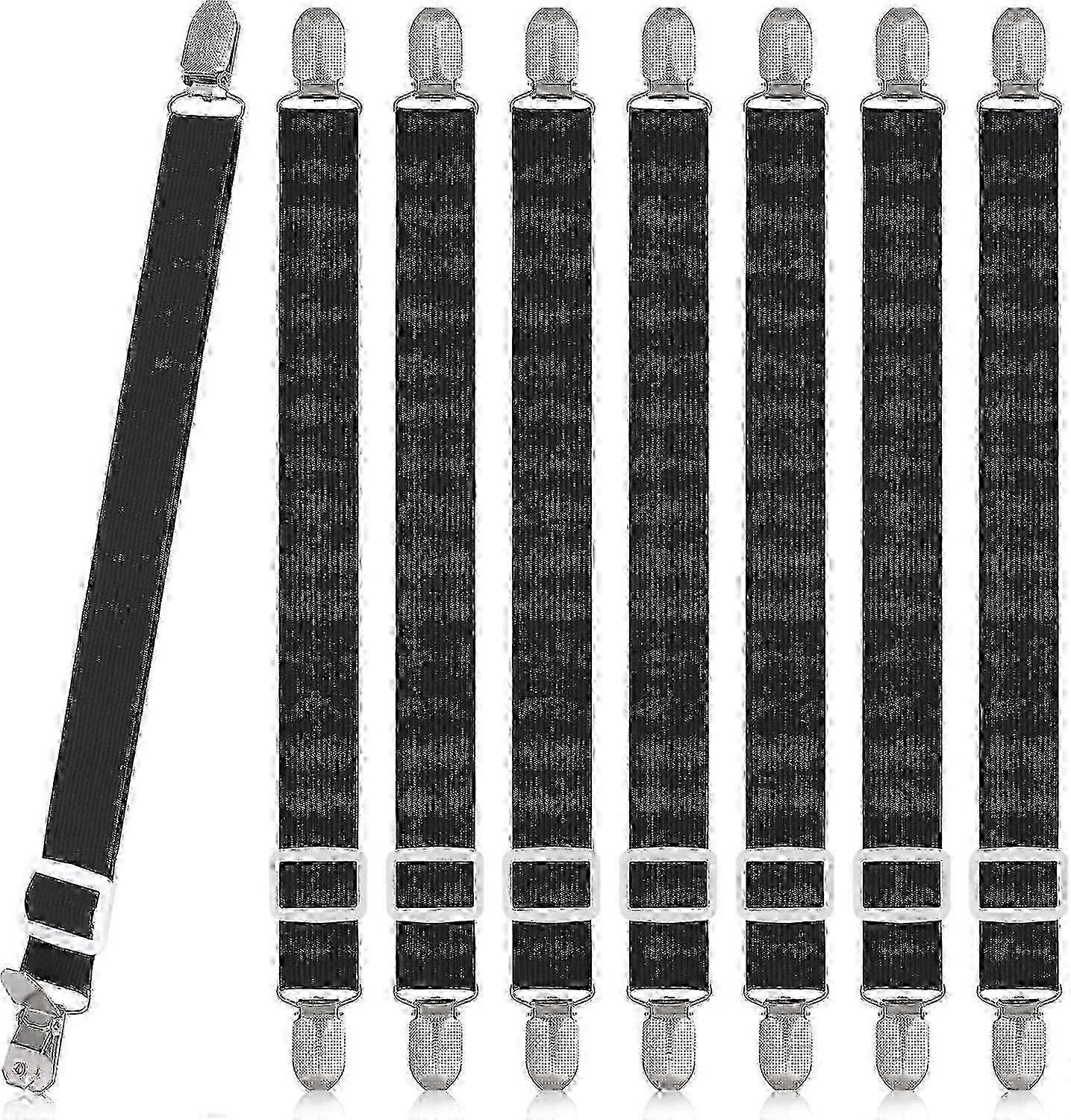 8Pcs Bed Sheet Clips, Adjustable Bed Sheet Grippers, High Elastic Fitted Sheet Straps with Clips, Bed Sheet Fasteners Max Stretch