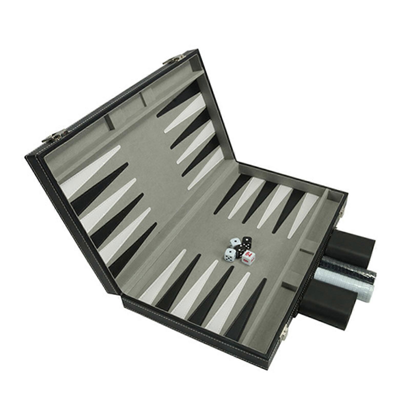 Backgammons Set Board Game with Leather Case Portable Travel Strategy Backgammons Game Travel Folding Board Game Multicolor