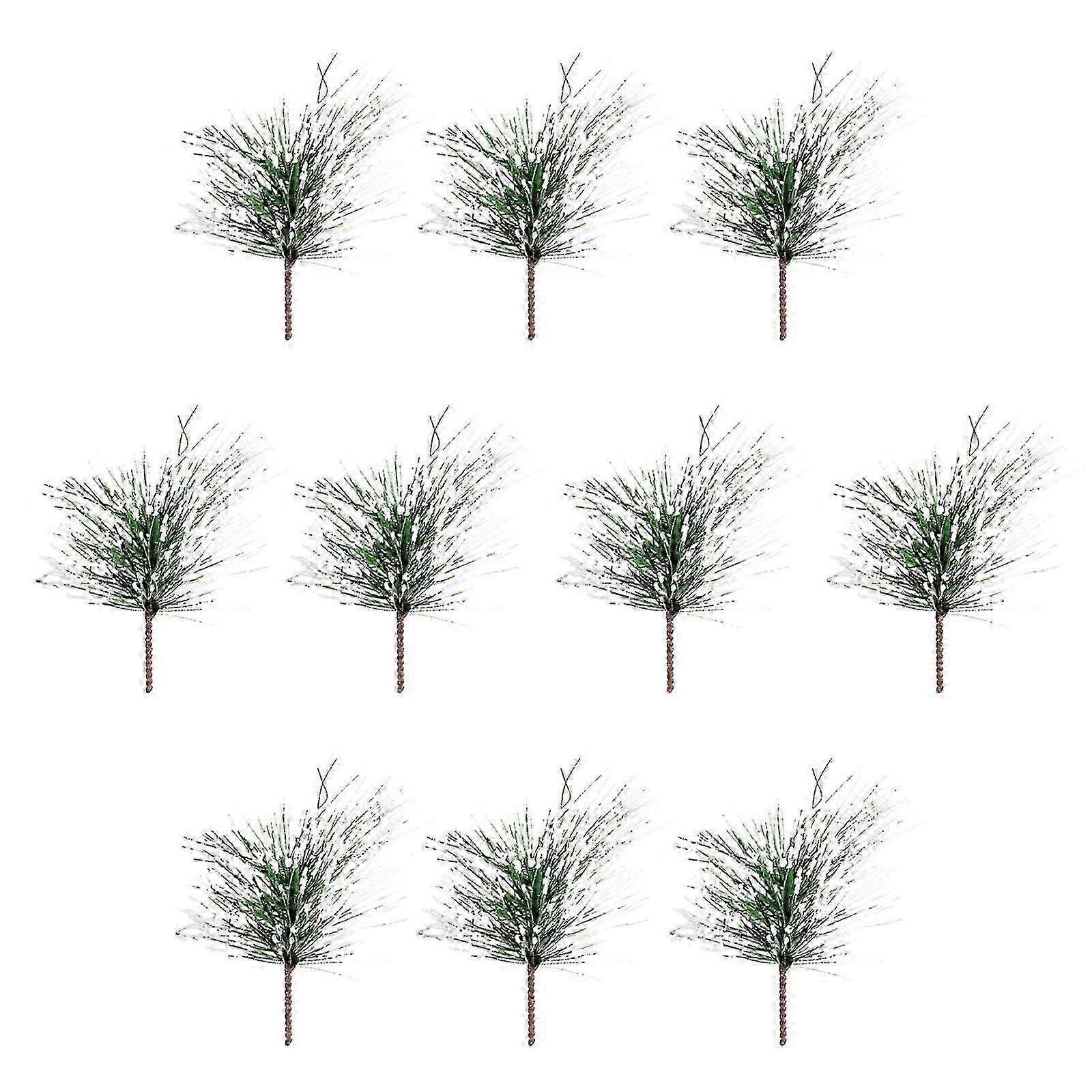 Holiday Decor: 10Pcs Frosted Pine Needles Branch with Berries
